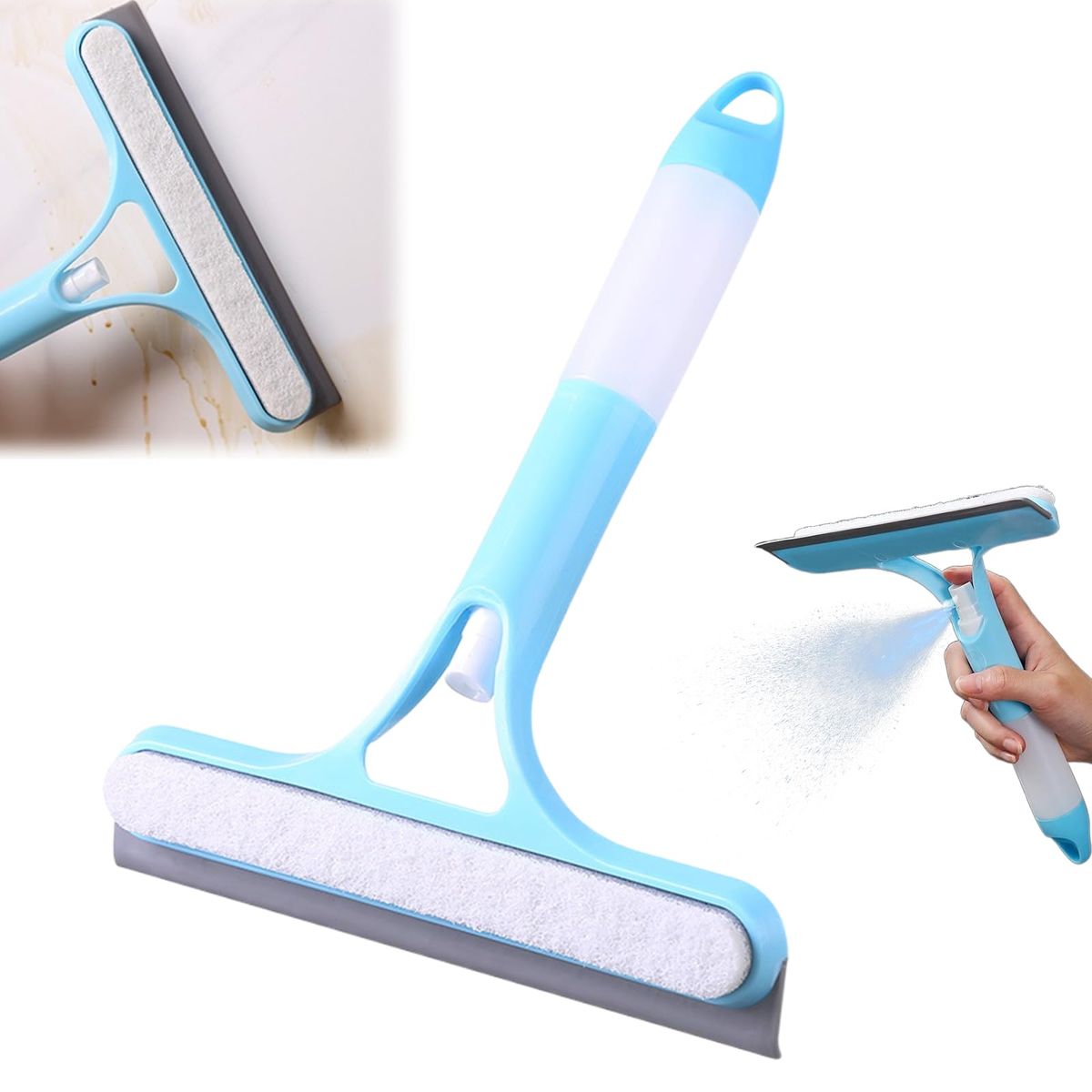 3-in-1 Window Cleaning Wiper with Built-in Spray Bottle