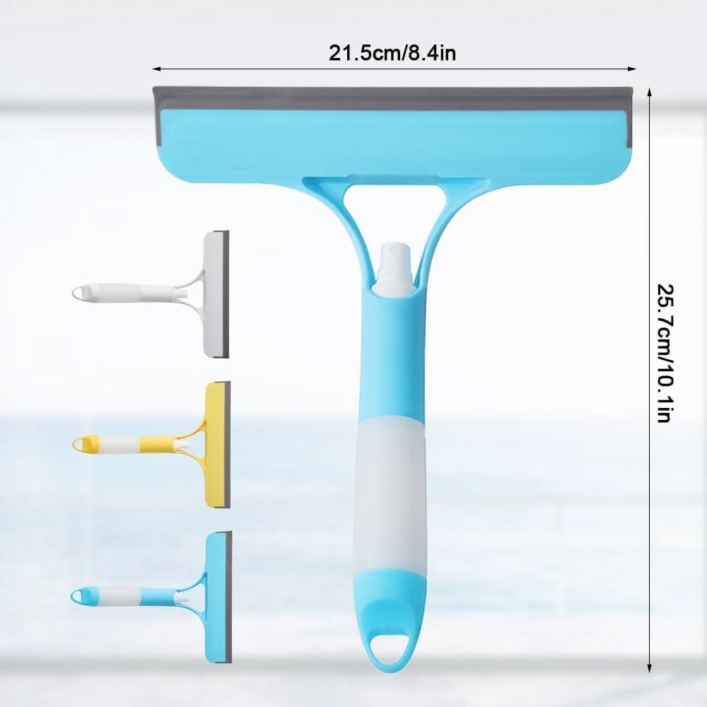 3-in-1 Window Cleaning Wiper with Built-in Spray Bottle