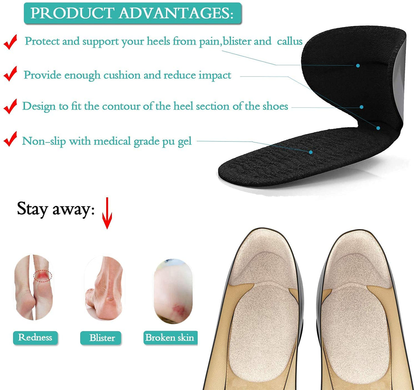 Heel Cushion Pads for Shoes (Buy 1 Get 1 FREE) — 50% OFF